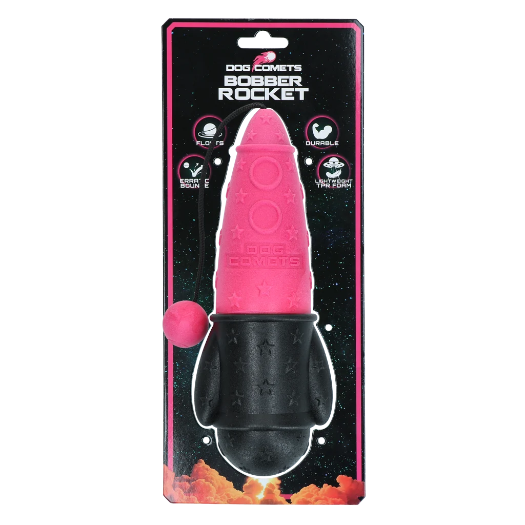 Gioco da riporto con corda, galleggiante, Ø 65 x 235 mm, Rosa – Dog Comets Bobber Rocket - immagine 1
