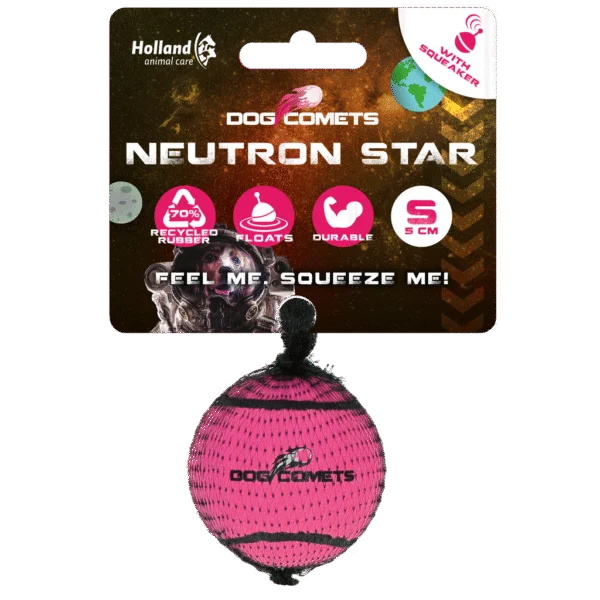 Pallina da tennis per cani con fischietto S, Ø 5 cm, Rosa – Dog Comets Neutron Star