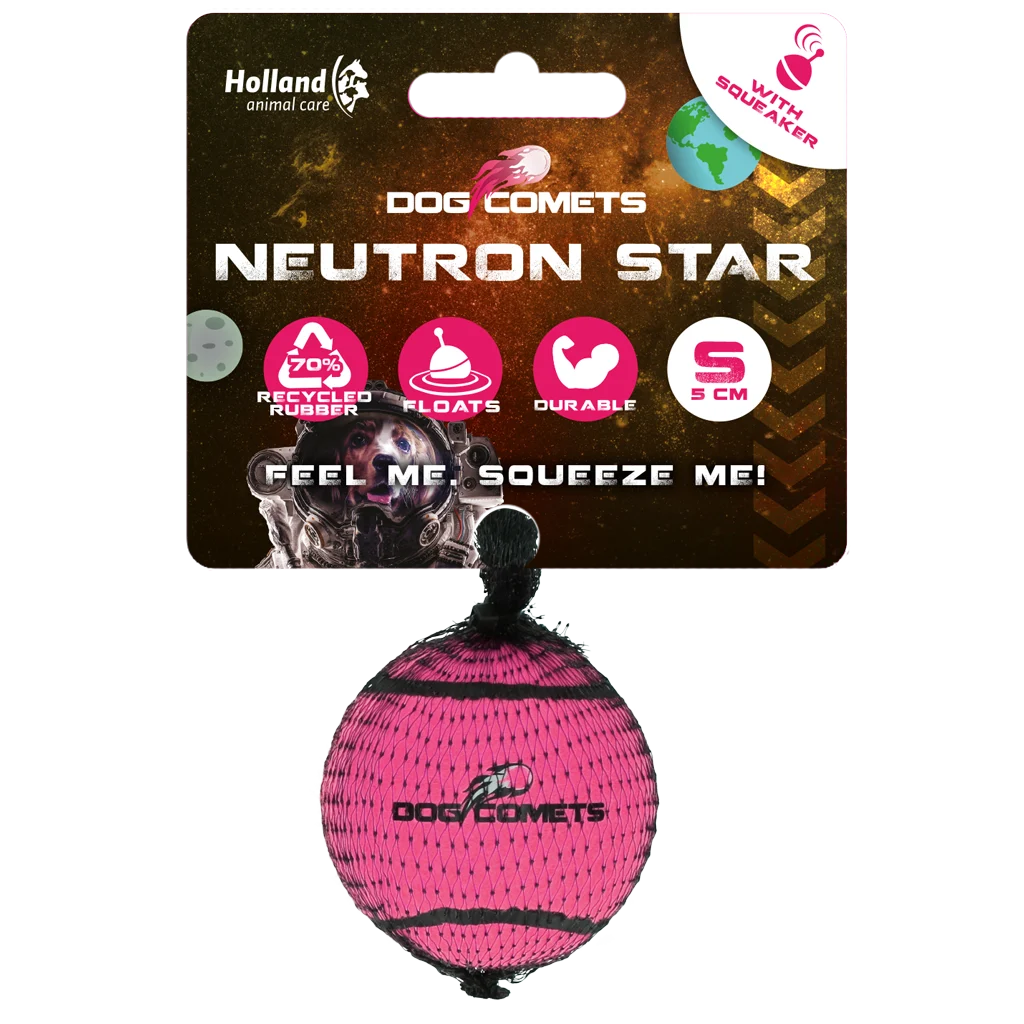 Pallina da tennis per cani con fischietto S, Ø 5 cm, Rosa – Dog Comets Neutron Star - immagine 1