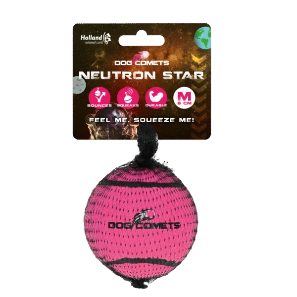 Palla da tennis per cani con squeaker M, Ø 6 cm, rosa – Dog Comets Neutron Star