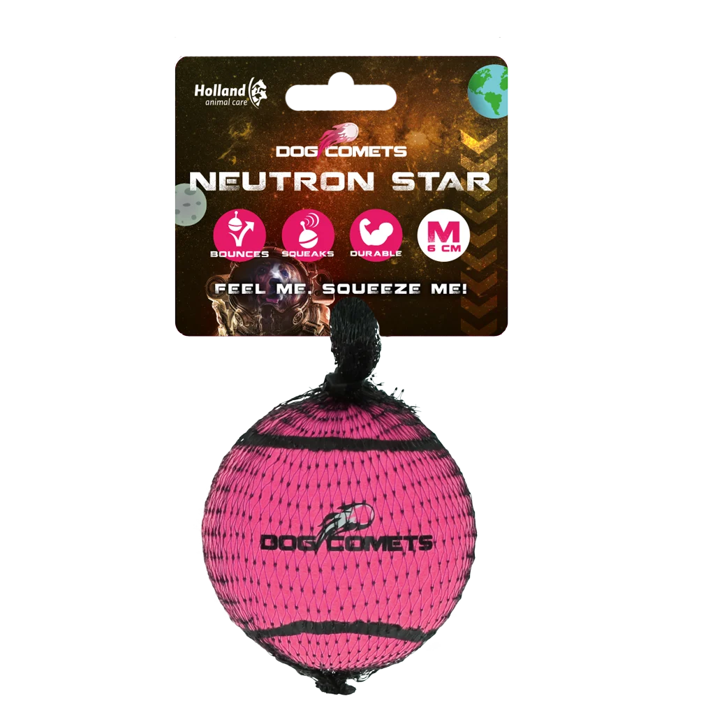 Palla da tennis per cani con squeaker M, Ø 6 cm, rosa – Dog Comets Neutron Star - immagine 1