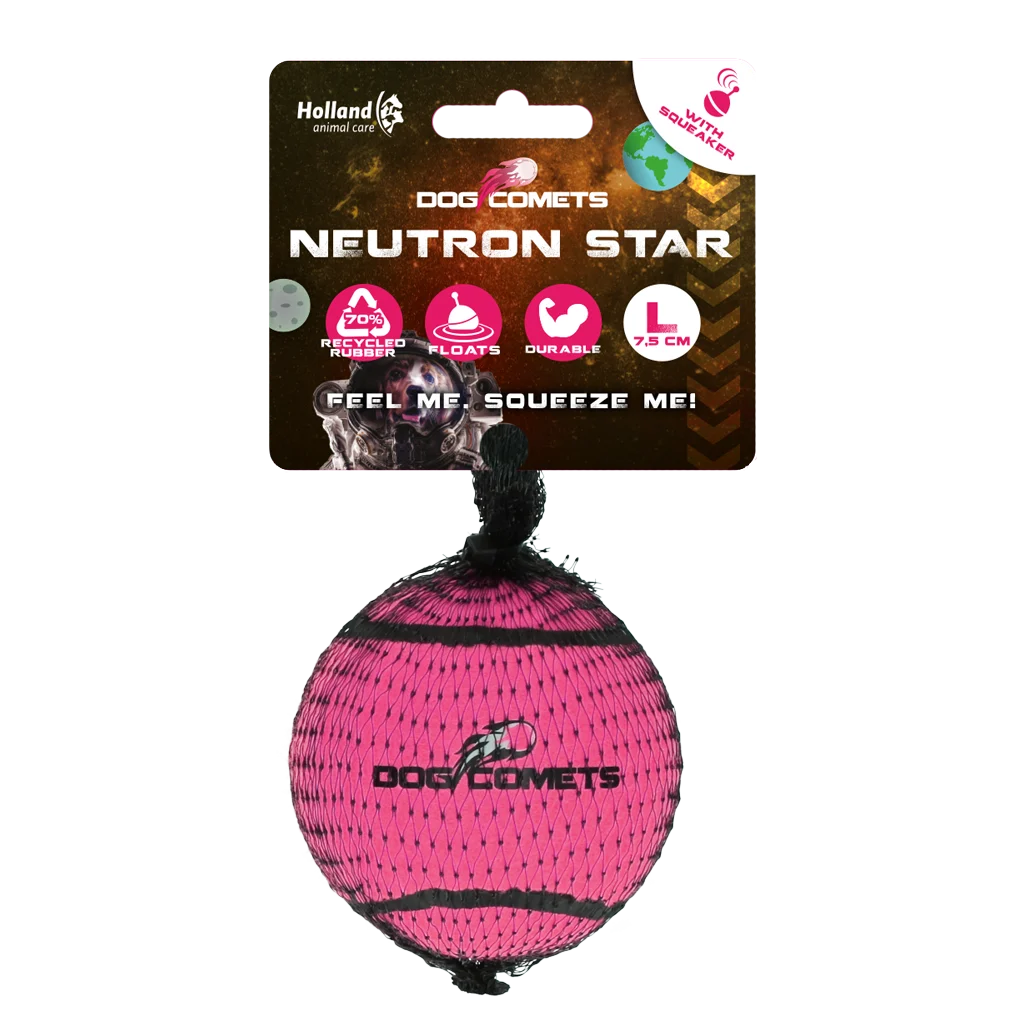 Pallina da tennis con fischietto e bordo in gomma, rosa L, 7,5 cm – Dog Comets Neutron Star - immagine 1