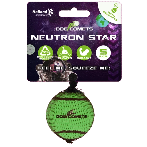 Pallina da tennis per cani con fischietto S, Ø 5 cm, verde – Dog Comets Neutron Star