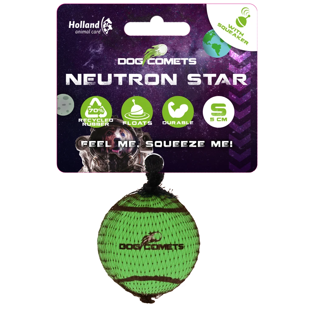Pallina da tennis per cani con fischietto S, Ø 5 cm, verde – Dog Comets Neutron Star - immagine 1