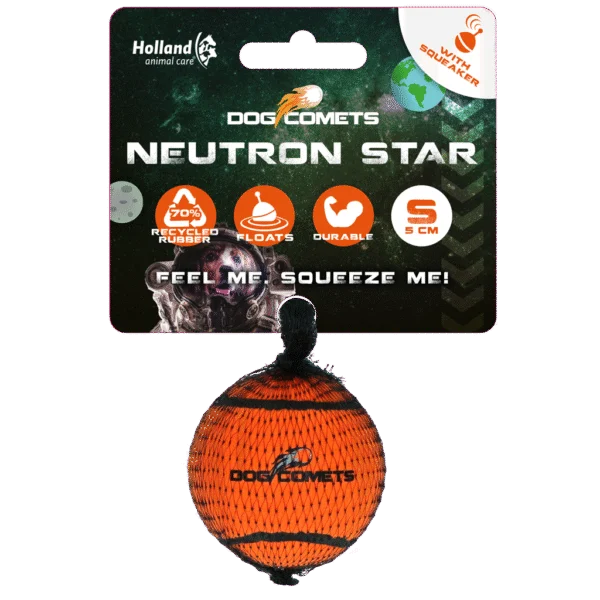 Palla da tennis per cani con squeaker S, Ø 5 cm, arancione – Dog Comets Neutron Star