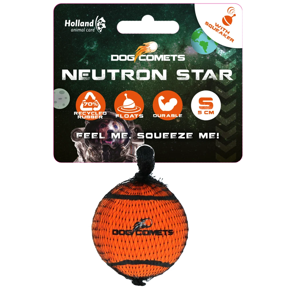 Palla da tennis per cani con squeaker S, Ø 5 cm, arancione – Dog Comets Neutron Star - immagine 1