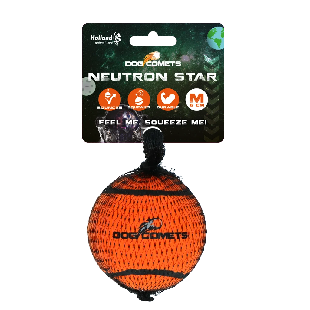 Pallina da tennis per cani con squeaker M, Ø 6 cm, arancione – Dog Comets Neutron Star - immagine 1