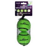 Pallina da tennis con squeaker e bordo in gomma, Verde L, 7,5 cm, 2 pezzi – Dog Comets Neutron Star