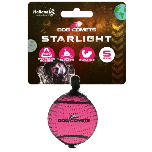 Pallina da tennis per cani galleggiante rosa S, Ø 5 cm – Dog Comets Starlight