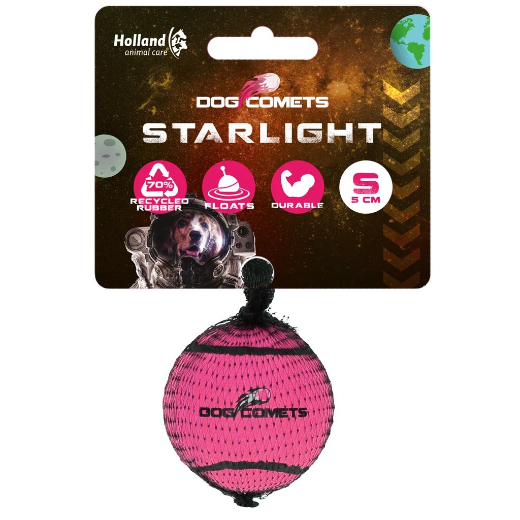 Pallina da tennis per cani galleggiante rosa S, Ø 5 cm – Dog Comets Starlight - immagine 1