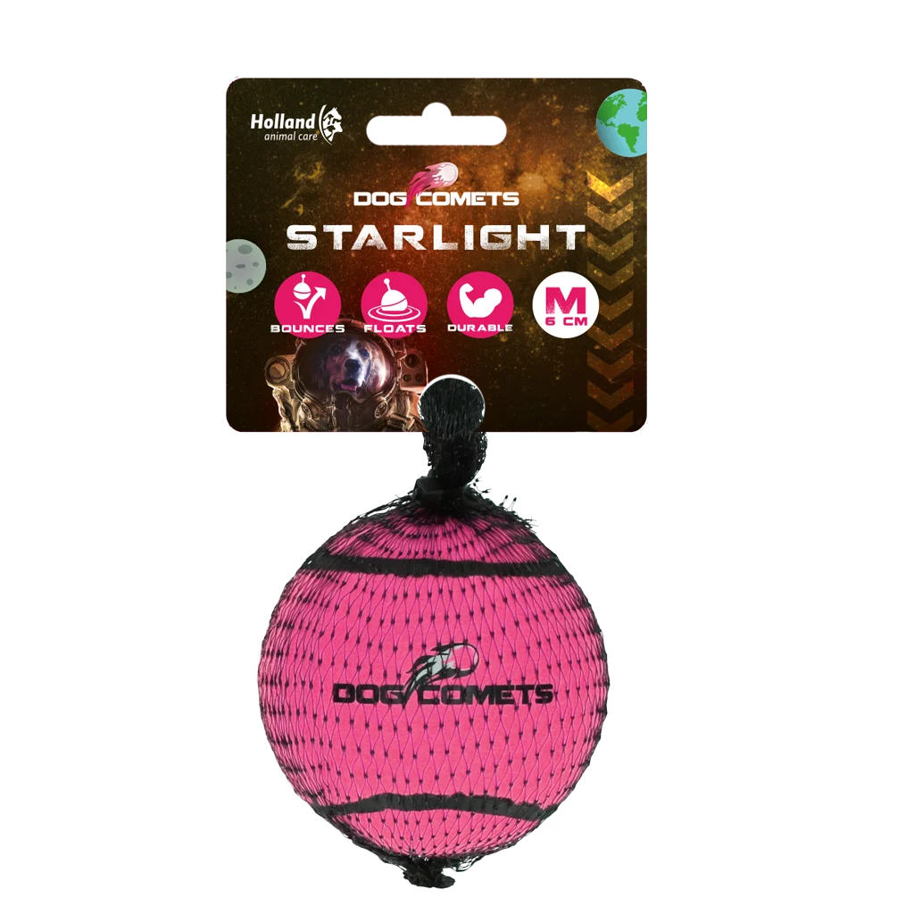 Pallina da tennis per cani, galleggiante, Ø 6 cm, rosa – Dog Comets Starlight - immagine 1