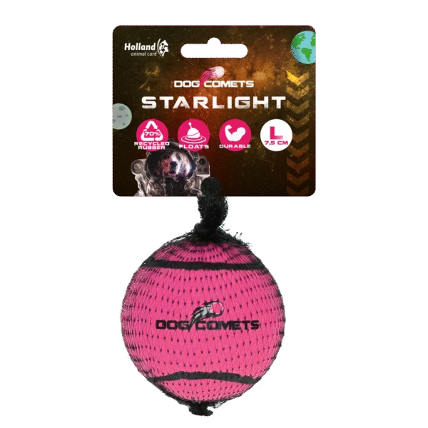 Pallina da tennis per cani, galleggiante, Ø 7,5 cm, rosa – Dog Comets Starlight
