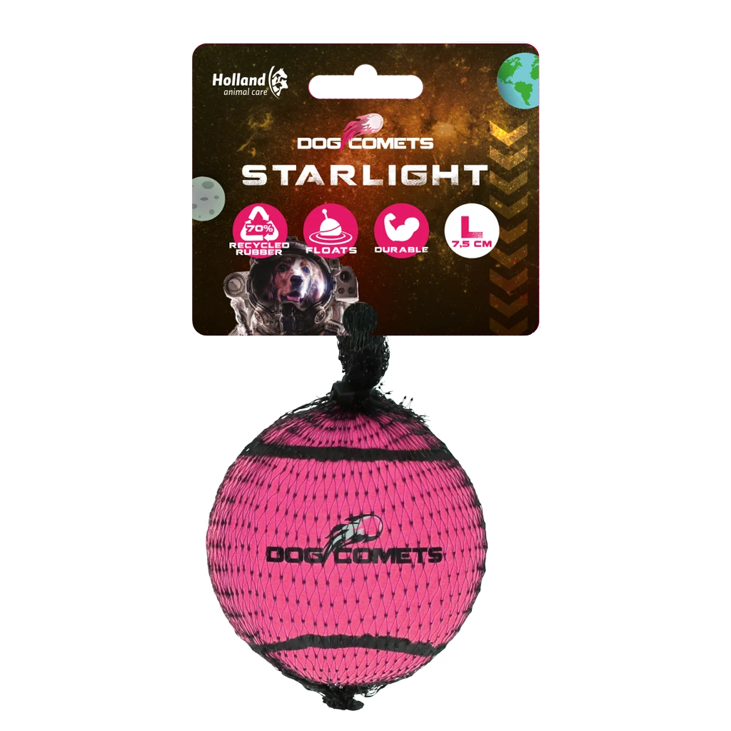 Pallina da tennis per cani, galleggiante, Ø 7,5 cm, rosa – Dog Comets Starlight - immagine 1