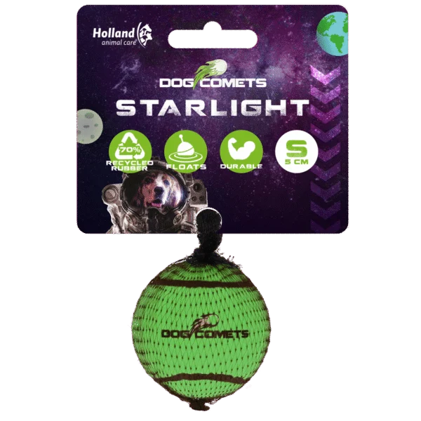 Pallina da tennis per cani, galleggiante, Ø 5 cm, verde – Dog Comets Starlight