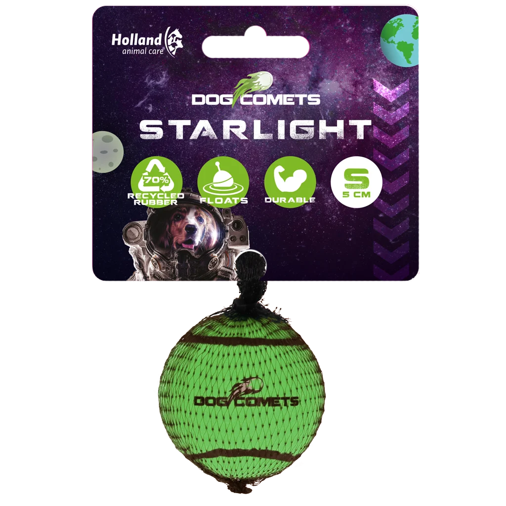 Pallina da tennis per cani, galleggiante, Ø 5 cm, verde – Dog Comets Starlight - immagine 1