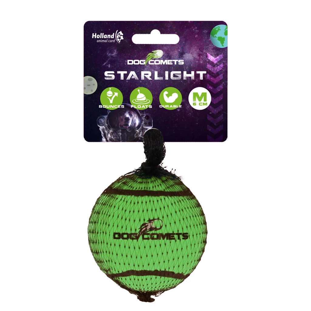 Pallina da tennis per cani, galleggiante, Ø 6 cm, verde – Dog Comets Starlight - immagine 1
