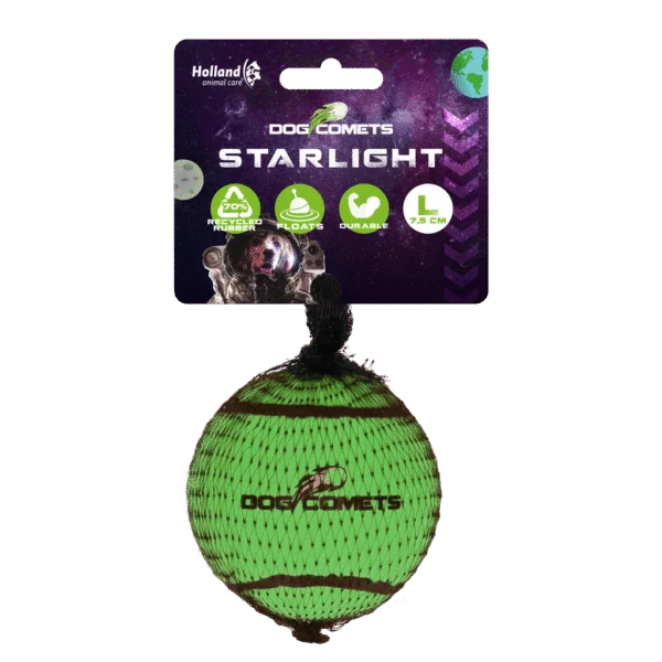 Palla da tennis per cani galleggiante L, Ø 7,5 cm, verde – Dog Comets Starlight