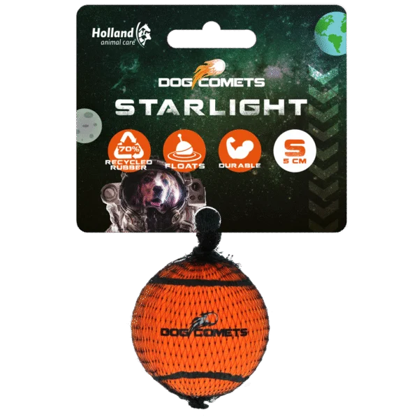 Palla da tennis per cani galleggiante, arancione S, Ø 5 cm – Dog Comets Starlight