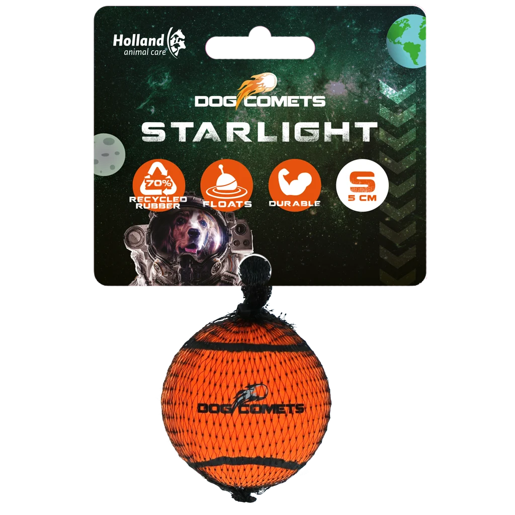 Palla da tennis per cani galleggiante, arancione S, Ø 5 cm – Dog Comets Starlight - immagine 1