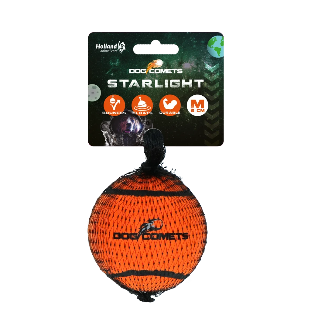Pallina da tennis galleggiante per cani, Ø 6 cm, arancione – Dog Comets Starlight - immagine 1