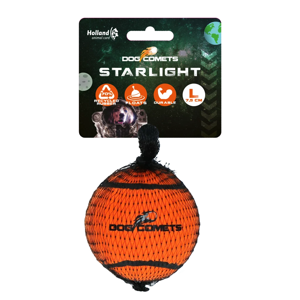 Pallina da tennis galleggiante per cani, Ø 7,5 cm, arancione – Dog Comets Starlight - immagine 1