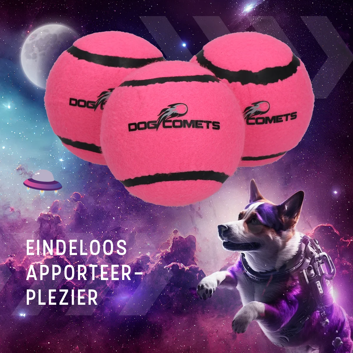 Pallina da tennis per cani galleggiante, Ø 7,5 cm, rosa, 2 pezzi – Dog Comets Starlight - immagine 5