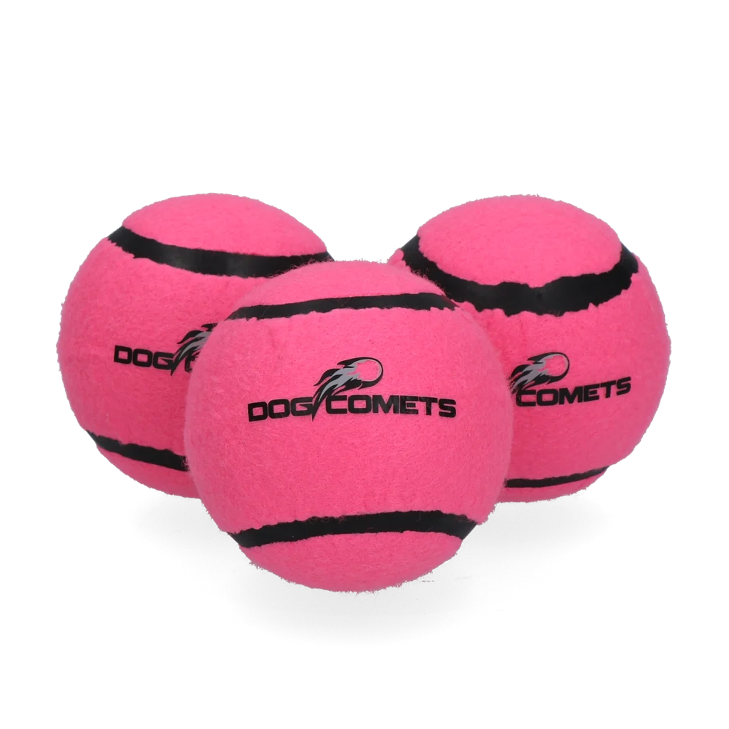Pallina da tennis per cani galleggiante, Ø 6 cm, rosa, 3 pezzi – Dog Comets Starlight - immagine 2