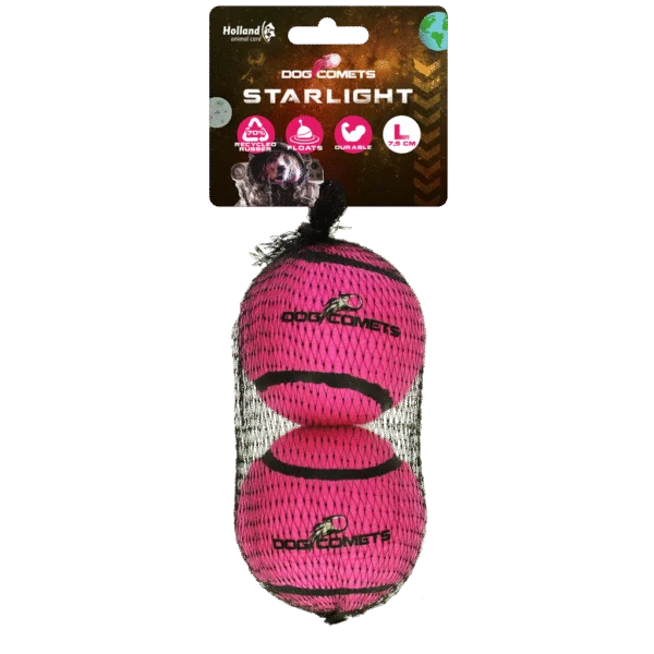 Pallina da tennis per cani galleggiante, Ø 7,5 cm, rosa, 2 pezzi – Dog Comets Starlight