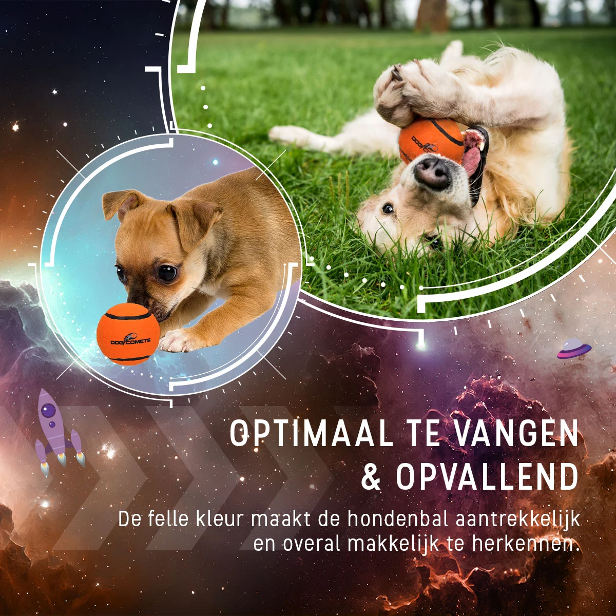 Pallina da tennis per cani, galleggiante, arancione S, Ø 5 cm, 3 pezzi – Dog Comets Starlight - immagine 4