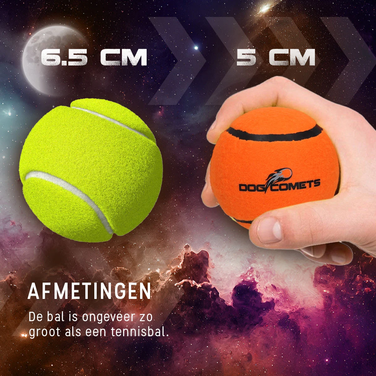 Palla da tennis per cani galleggiante, arancione S, Ø 5 cm – Dog Comets Starlight - immagine 6