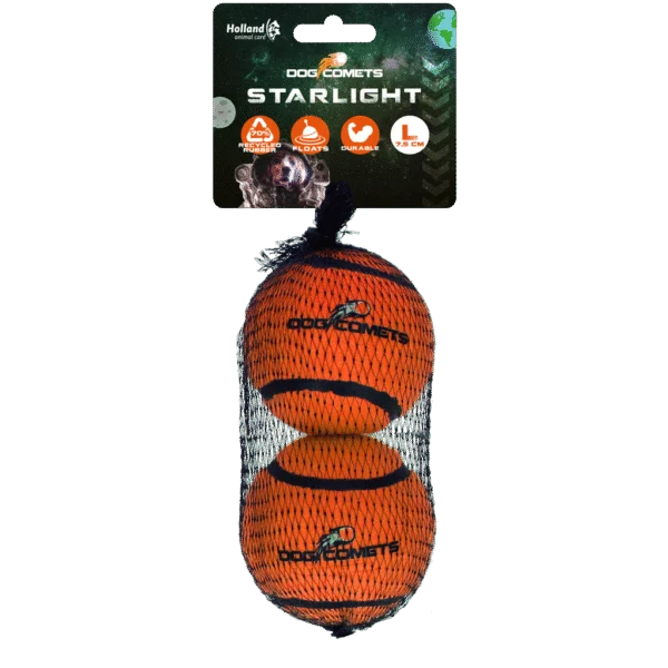 Palline da tennis galleggianti per cani, Ø 7,5 cm, arancioni, 2 pezzi – Dog Comets Starlight