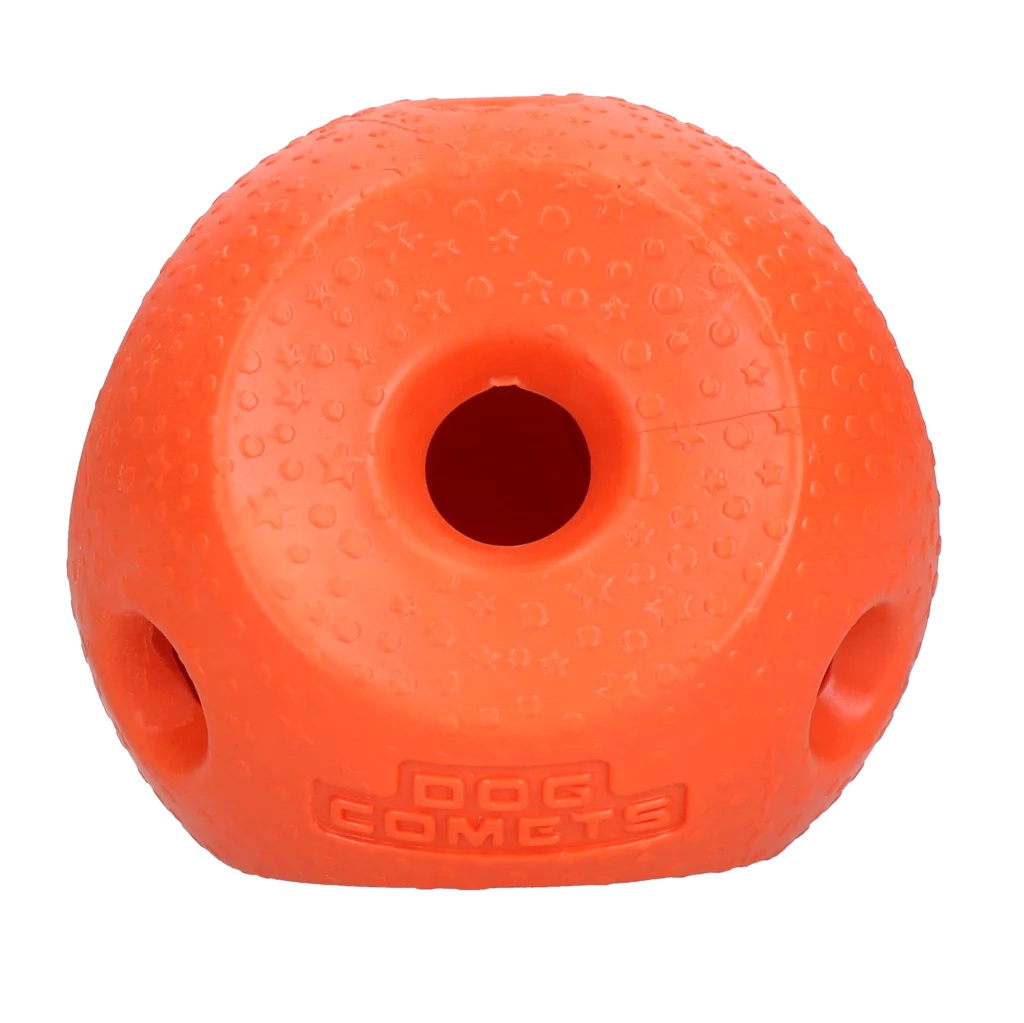COME085B2.png Palla porta snack per cani in gomma TPR, arancione – Dog Comets Treat Lock Ball - immagine 1
