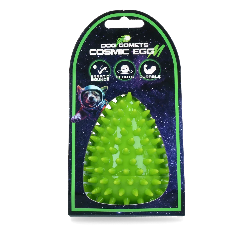 Gioco da riporto a forma di uovo con squeaker e punte, verde M, Ø 80 x 110 mm – Dog Comets Cosmic Egg - immagine 1