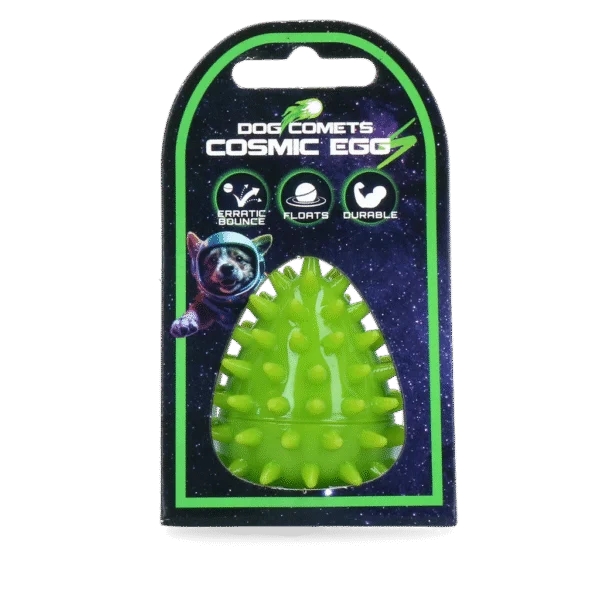 Giocattolo da riporto a forma di uovo con fischietto e punte, verde S, Ø 50 x 60 mm – Dog Comets Cosmic Egg