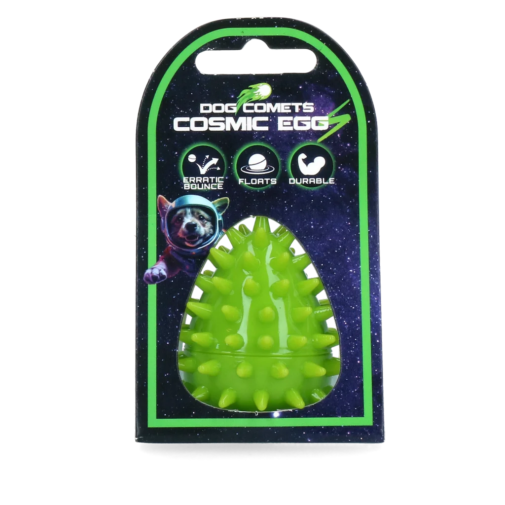 Giocattolo da riporto a forma di uovo con fischietto e punte, verde S, Ø 50 x 60 mm – Dog Comets Cosmic Egg - immagine 1