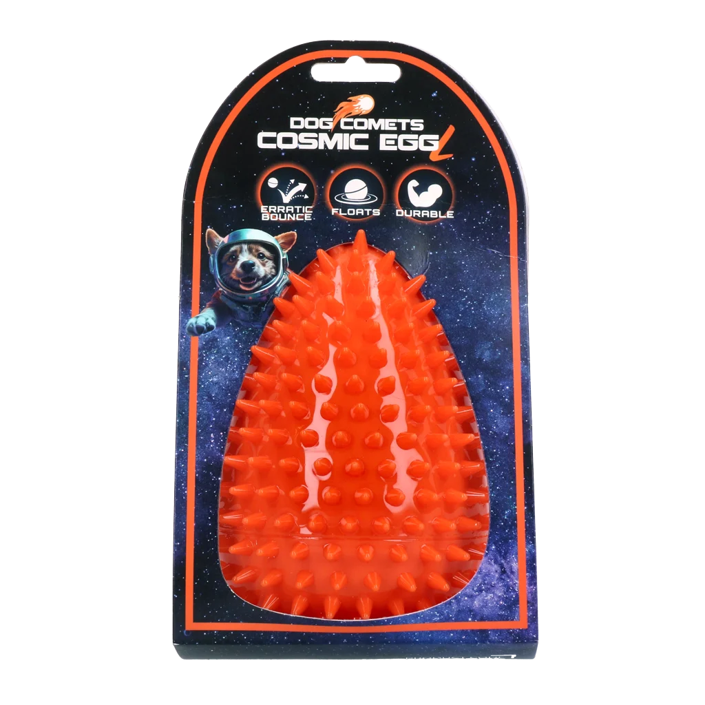 Gioco da riporto a forma d’uovo con squeaker e spuntoni, arancione L, Ø 100 x 150 mm – Dog Comets Cosmic Egg - immagine 1