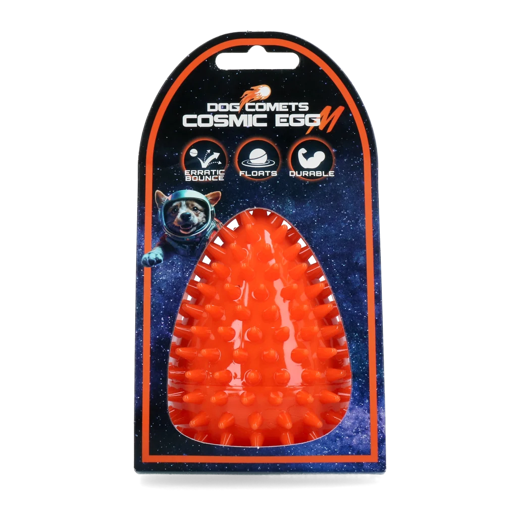 Gioco da riporto a forma d’uovo con squeaker e spuntoni, arancione M, Ø 80 x 110 mm – Dog Comets Cosmic Egg - immagine 1