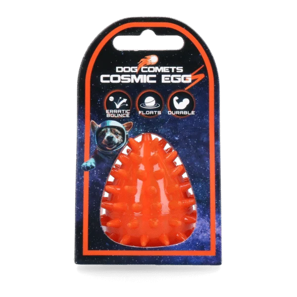 Gioco da riporto a forma di uovo con squeaker e punte, Arancione S, Ø 50 x 60 mm – Dog Comets Cosmic Egg