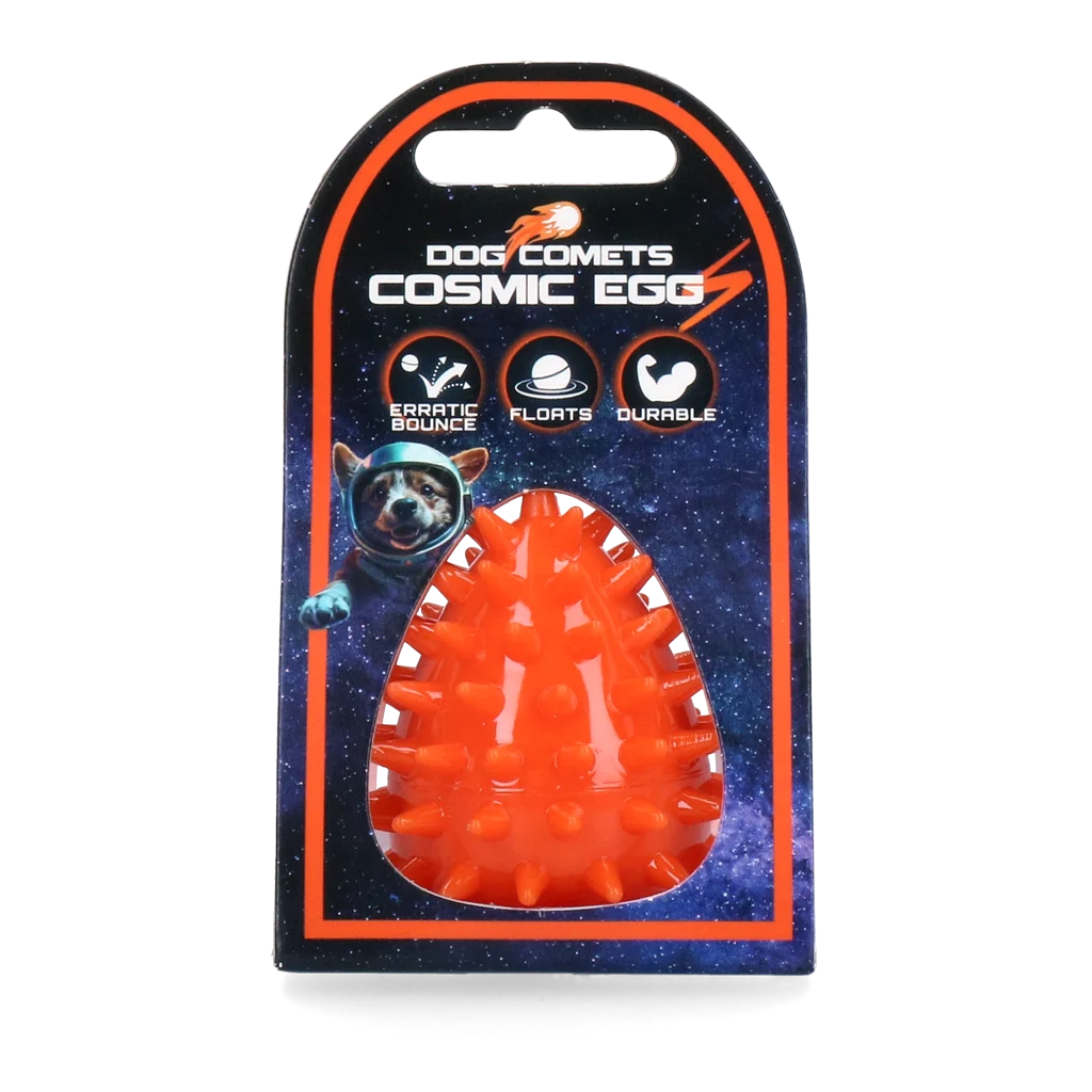 Gioco da riporto a forma di uovo con squeaker e punte, Arancione S, Ø 50 x 60 mm – Dog Comets Cosmic Egg - immagine 1