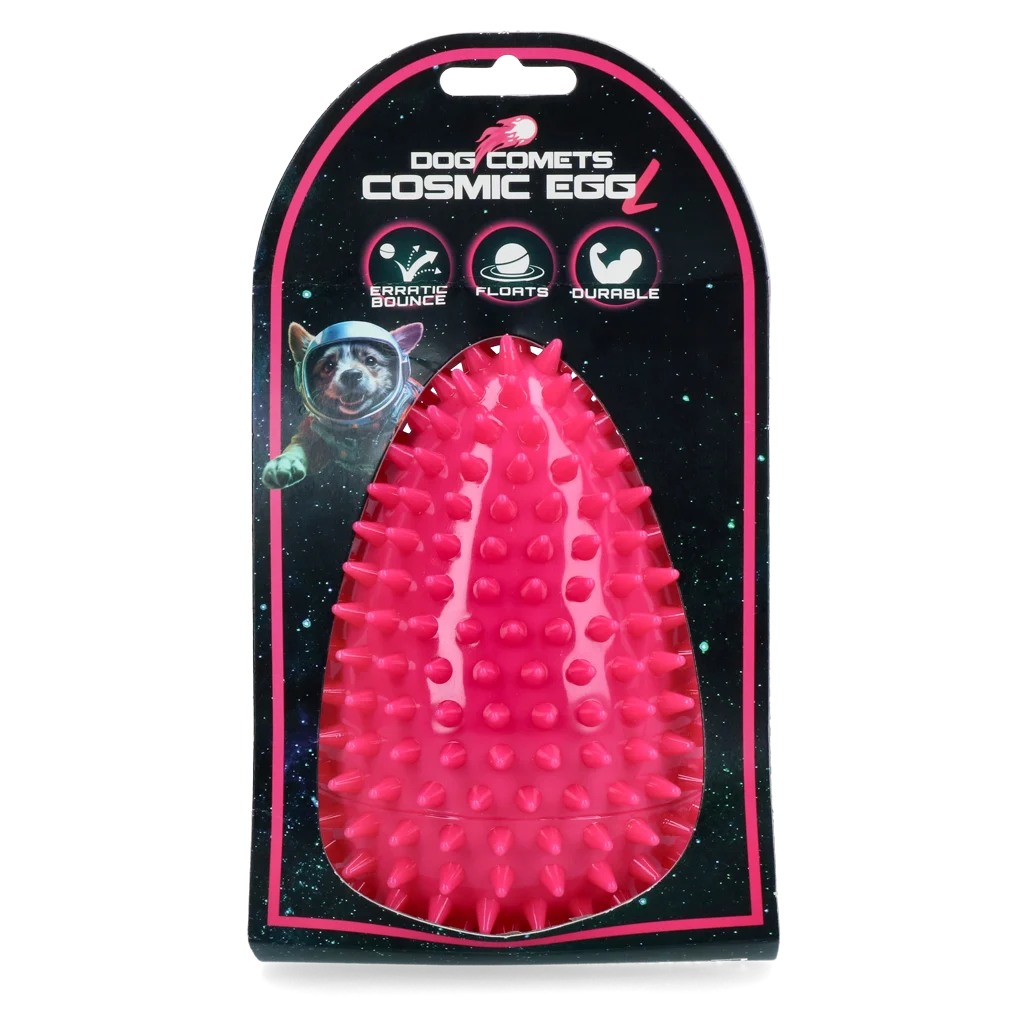 Gioco da riporto a forma di uovo con squeaker e rilievi, rosa L, Ø 100 x 150 mm – Dog Comets Cosmic Egg - immagine 1