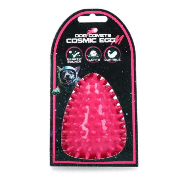 Gioco da riporto a forma di uovo con squeaker e rilievi, rosa M, Ø 80 x 110 mm – Dog Comets Cosmic Egg