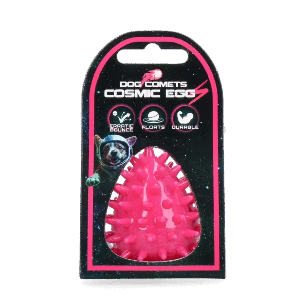 Gioco da riporto a forma di uovo con squeaker e spuntoni, rosa S, Ø 50 x 60 mm – Dog Comets Cosmic Egg