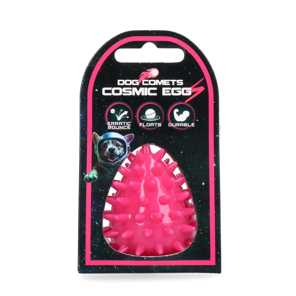Gioco da riporto a forma di uovo con squeaker e spuntoni, rosa S, Ø 50 x 60 mm – Dog Comets Cosmic Egg - immagine 1