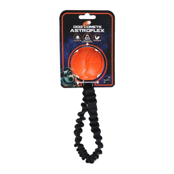 Palla per cani con fascia elastica, Ø 65 x 220 mm, Arancione – Dog Comets AstroFlex