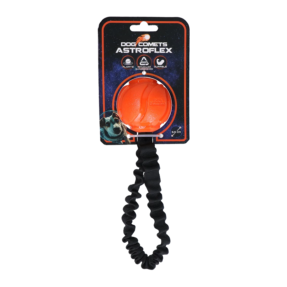 Palla per cani con fascia elastica, Ø 65 x 220 mm, Arancione – Dog Comets AstroFlex - immagine 1