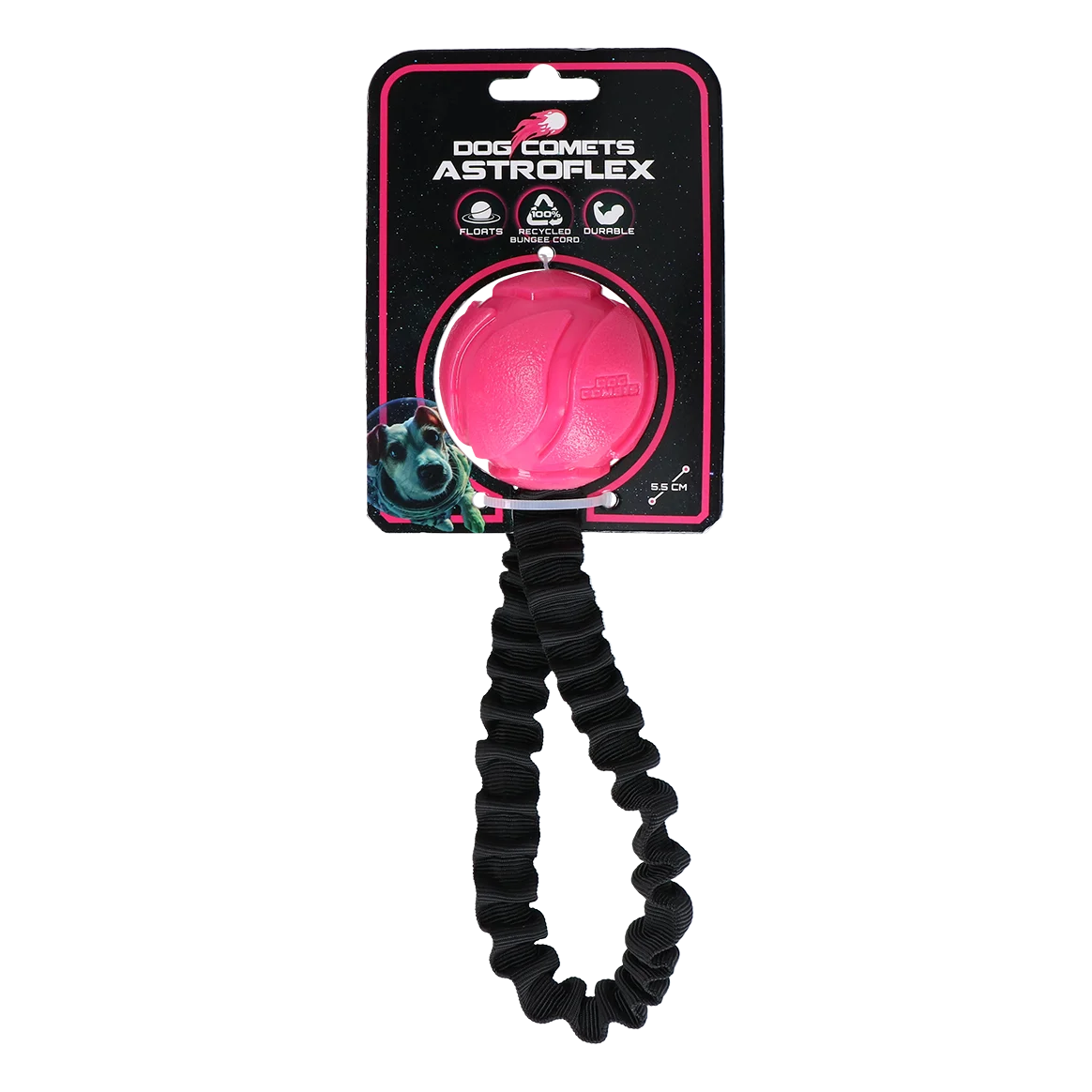 Palla per cani con fascia elastica, Ø 65 x 220 mm, rosa – Dog Comets AstroFlex - immagine 1