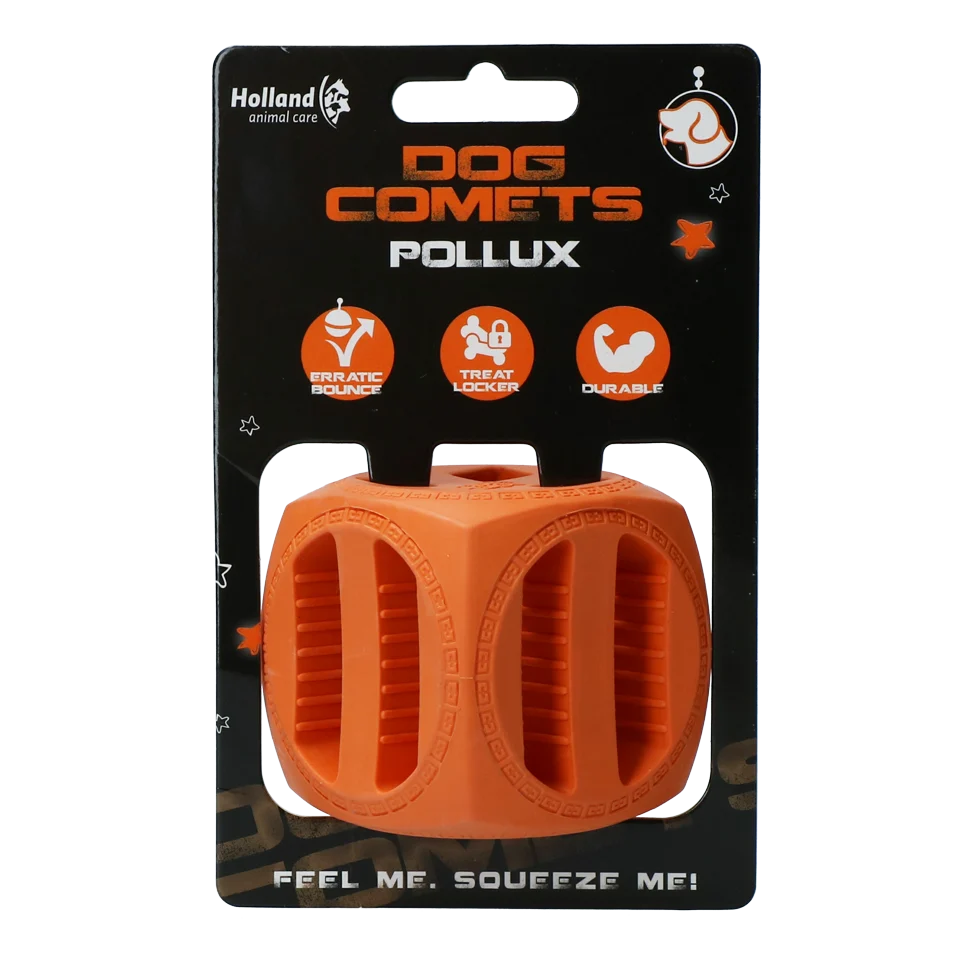 Cubo porta snack in gomma naturale, rimbalzante, arancione, 5,5 x 5,5 cm – Dog Comets Pollux - immagine 1