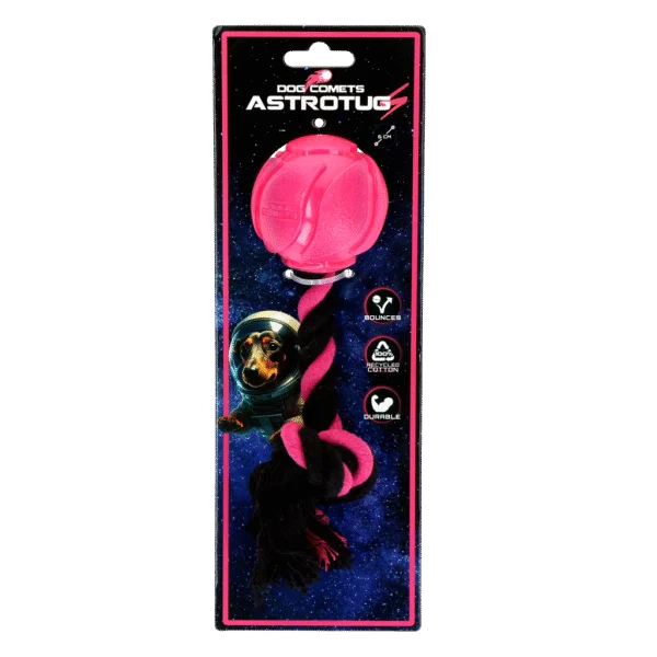 Palla per cani con corda, 6 cm, rosa – Dog Comets AstroTug