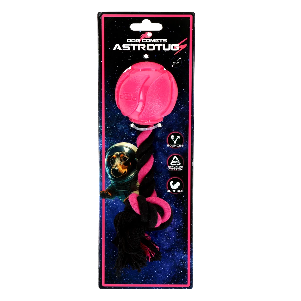 Palla per cani con corda, 6 cm, rosa – Dog Comets AstroTug - immagine 1