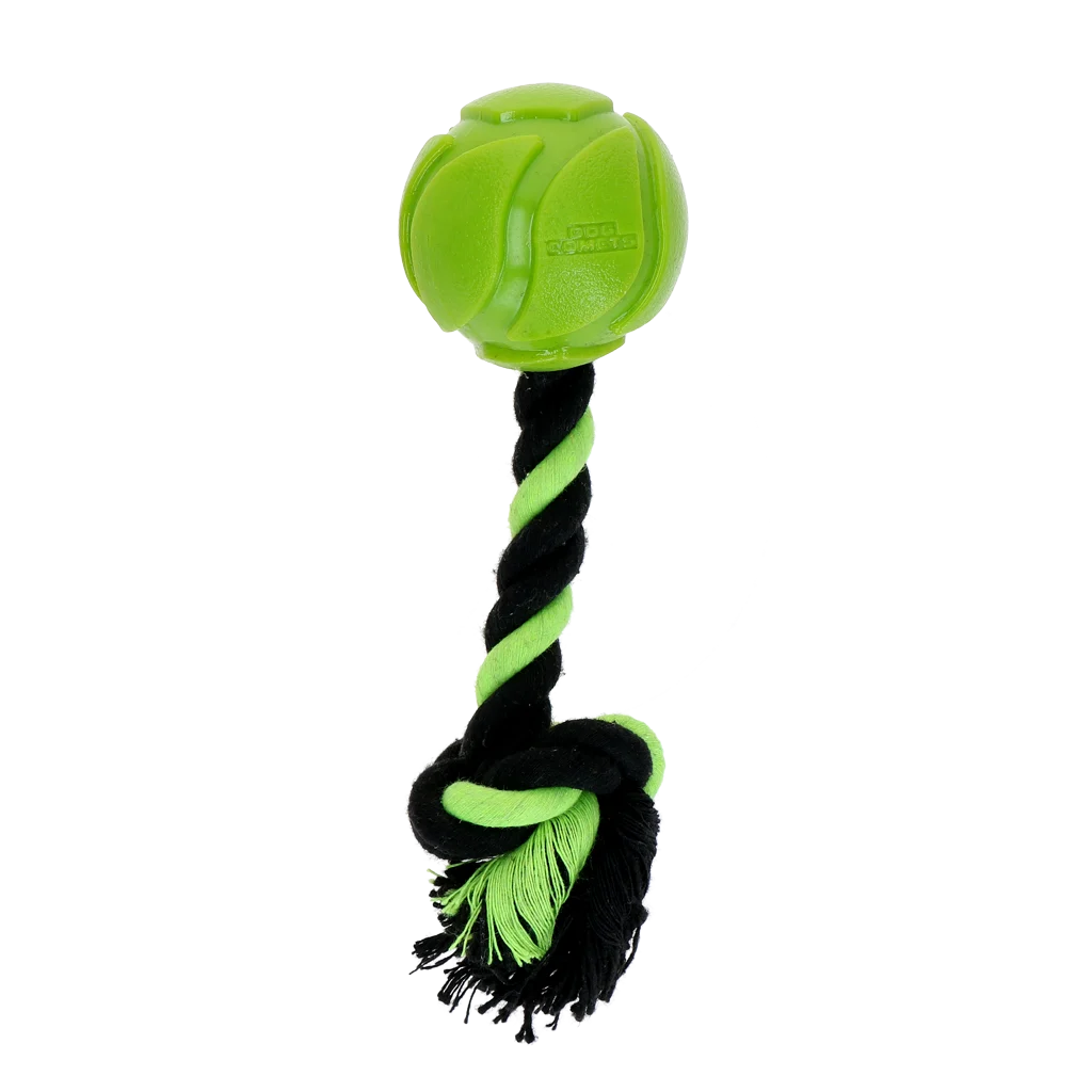 Palla per cani con corda intrecciata, 6 cm, Verde – Dog Comets AstroTug - immagine 2